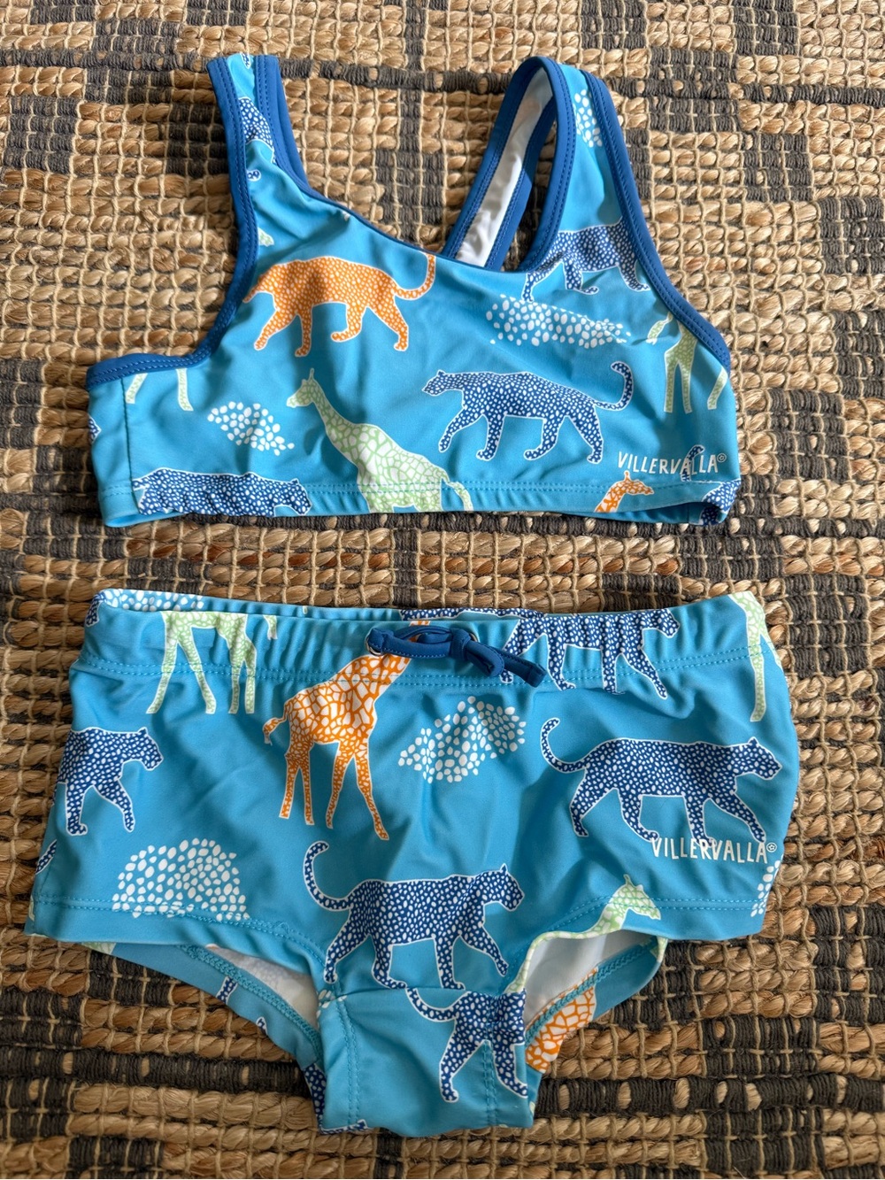 Villervalla Blue Kids Bikini Set with Animal Print size 6-7 EU 122/128